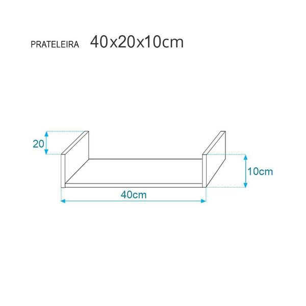 Imagem de Kit 4 Prateleiras U 40 x 20cm Branca Suporte Invisível