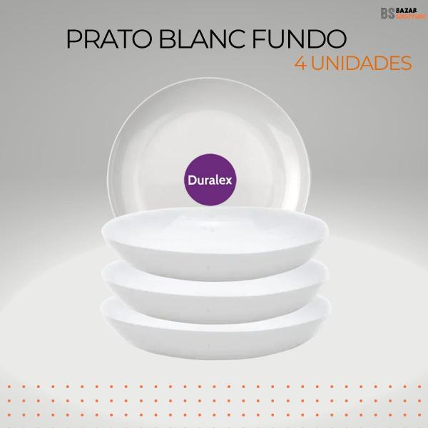 Imagem de  Kit 4 Prato Branco De Vidro Fundo 22cm Blanc Duralex