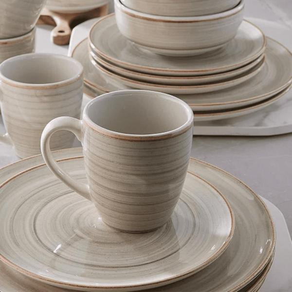 Imagem de Kit 4 Prato Raso Classhome Ceramica Caoba - Cinza