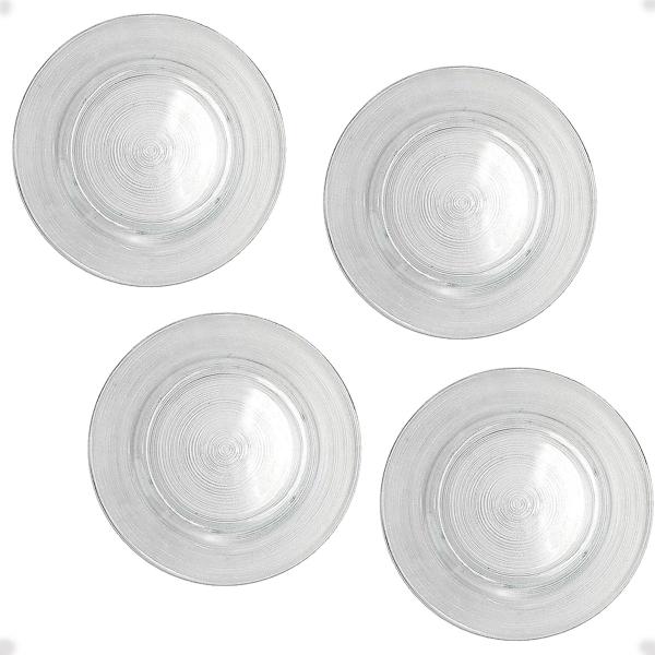 Kit 4 Prato Raso Milano Vidro 100% Temperado 26 Cm Durax Imagem de Kit 4 Prato Raso Milano Vidro 100% Temperado 26 Cm Durax