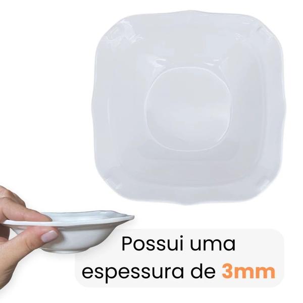 Imagem de Kit 4 Pratos de Sobremesa 17 Cm + 4 Tigelas Quadradas 250 Ml Bordas Delicadas em Melamina / Plastico  Bestfer 