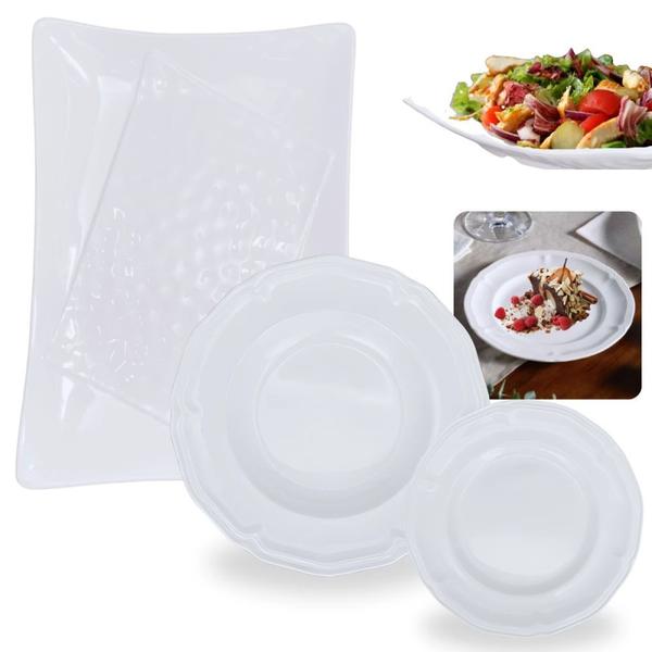 Kit 4 Pratos Fundos 22,5 Cm + 4 Pratos de Sobremesa 17 Cm + Travessa 37,3 Cm Fruteira / Salada Melamina Plastico Bestfer Imagem de Kit 4 Pratos Fundos 22,5 Cm + 4 Pratos de Sobremesa 17 Cm + Travessa 37,3 Cm Fruteira / Salada Melamina Plastico Bestfer