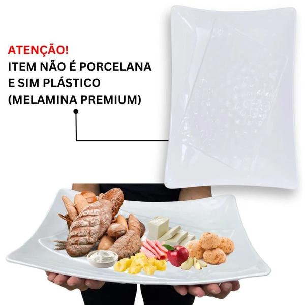 Imagem de Kit 4 Pratos Fundos 22,5 Cm + 4 Pratos de Sobremesa 17 Cm + Travessa 37,3 Cm Fruteira / Salada Melamina Plastico  Bestfer 