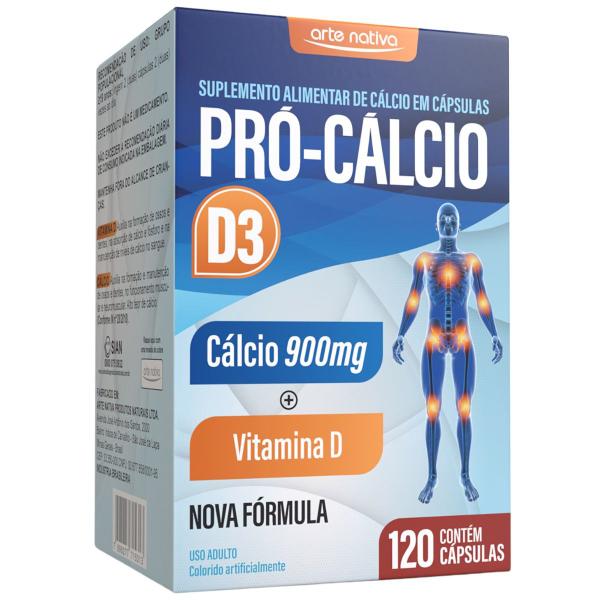 Imagem de Kit 4 Pro Calcio 900mg Vitamina D3 1000UI Arte Nativa 120 Capsulas cada