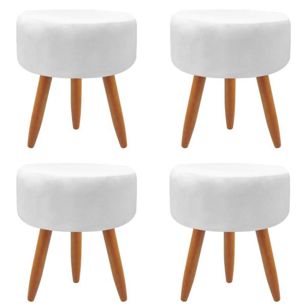 Imagem de Kit 4 Puff Banqueta Decorativo Redondo Para Sala de Estar Branco