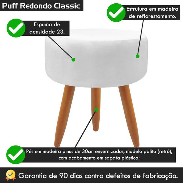 Imagem de Kit 4 Puff Banqueta Decorativo Redondo Para Sala de Estar Branco