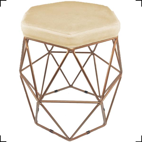 Imagem de Kit  4 Puff Decorativo Hexagonal Aramado Para Sala Quarto - Clique E Decore 