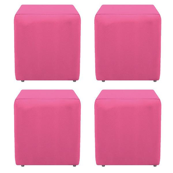 Imagem de Kit 4 Puffs Decorativos Dado Suede Pink - DAMAFFÊ MÓVEIS