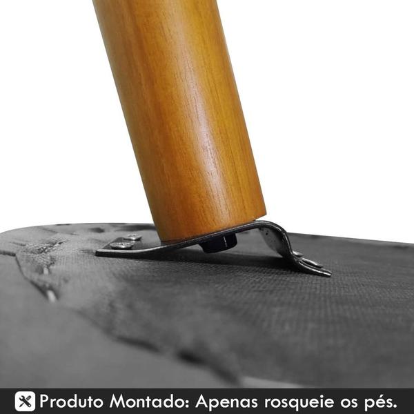 Imagem de Kit 4 Puffs Opala Pés Palito Sued Preto - Kimi Design