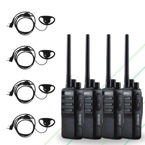 Imagem de Kit 4 Rádios Comunicadores Intelbras RC3002 G2 + 4 Fones Tipo D 