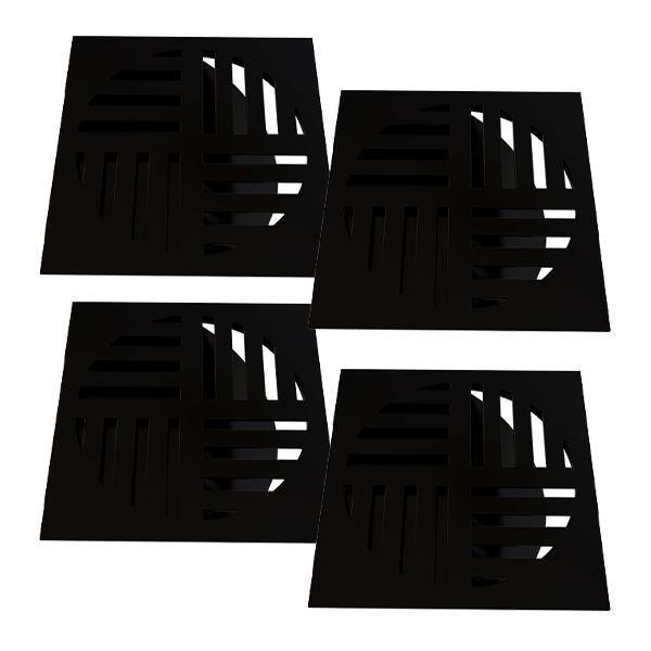 Kit 4 Ralo Grelha Quadrada Com Fecho Automático Preto 15Cm - Estrela Imagem de Kit 4 Ralo Grelha Quadrada Com Fecho Automático Preto 15Cm