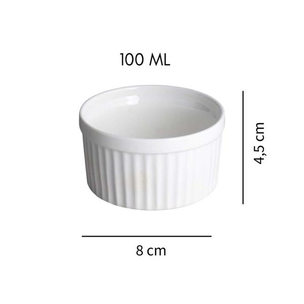 Imagem de Kit 4 Ramekin De Porcelana Canelada 100ml Airfryer Forno Bar