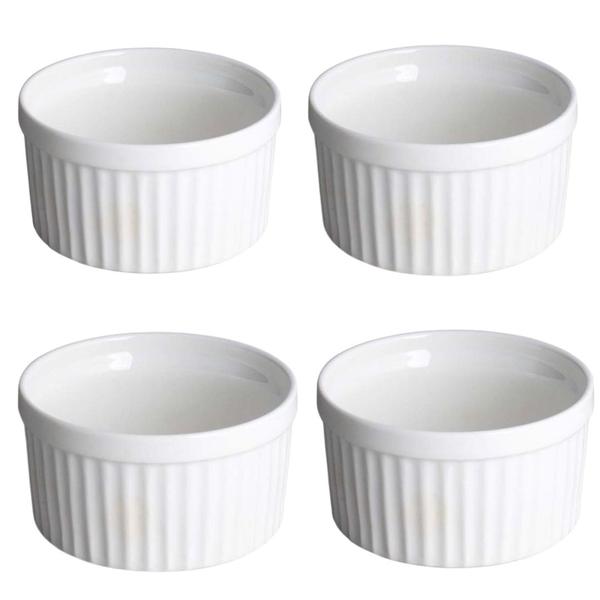 Imagem de Kit 4 Ramekin De Porcelana Canelada 150ml Airfryer Forno Bar