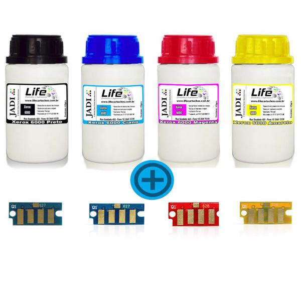 Imagem de Kit 4 Refil Pó Toner + 4 Chip Xerox 6000 6010 WorkCentre 6015 - 106R01631 1632 1633 1634