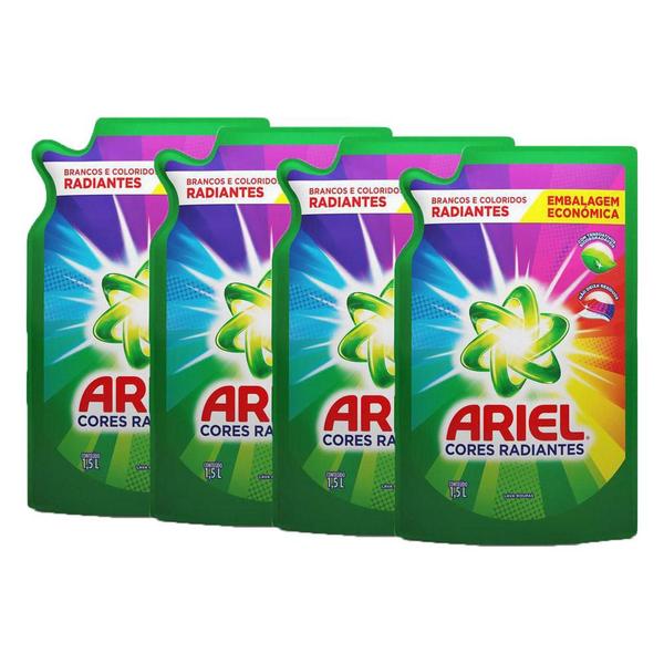 Imagem de Kit 4 Refis Sabão Líquido Ariel Cores Radiantes 1,5L