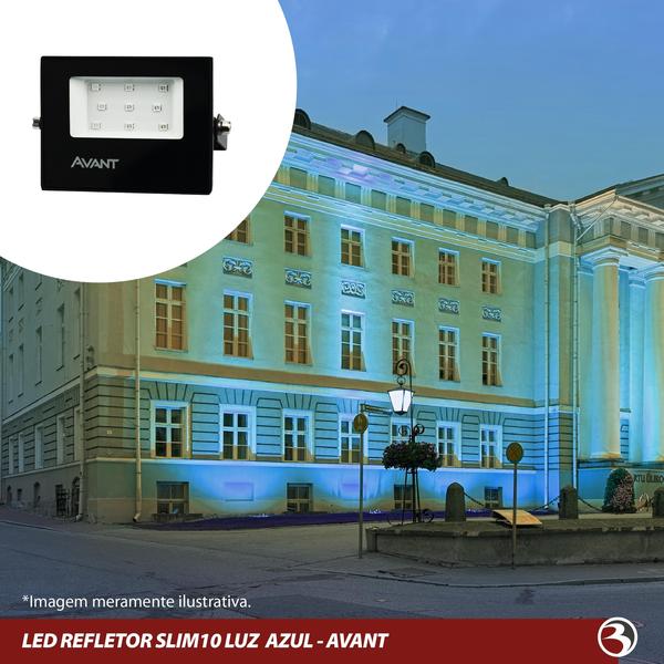 Imagem de Kit 4 Refletor LED Holofote Potente Slim 10W Luz Azul Aquario Piscina Bivolt - Avant