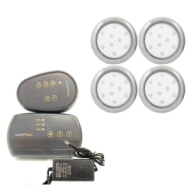 Imagem de Kit 4 Refletor LED Piscina RGB 9W Inox + Central Compacta