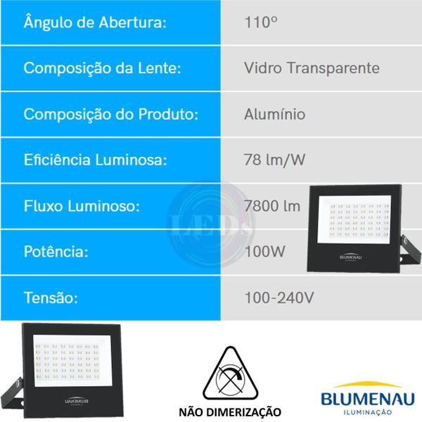 Imagem de Kit 4 Refletor Led Slim 100w Branco Quente 3000K IP66 Luz AMARELA