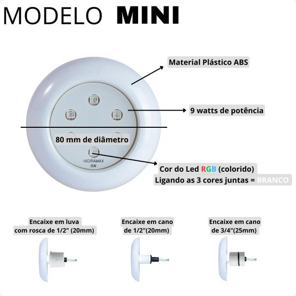 Imagem de Kit 4 Refletores Led 9w RGB ABS e Comando para Iluminação Piscina