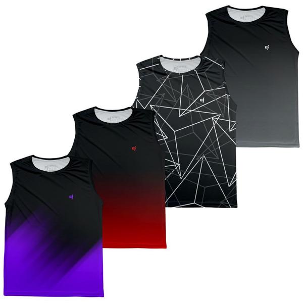 Imagem de Kit 4 Regata Camisa Masculina Academia Exercicios Beach tennis Musculacao Corrida funcional