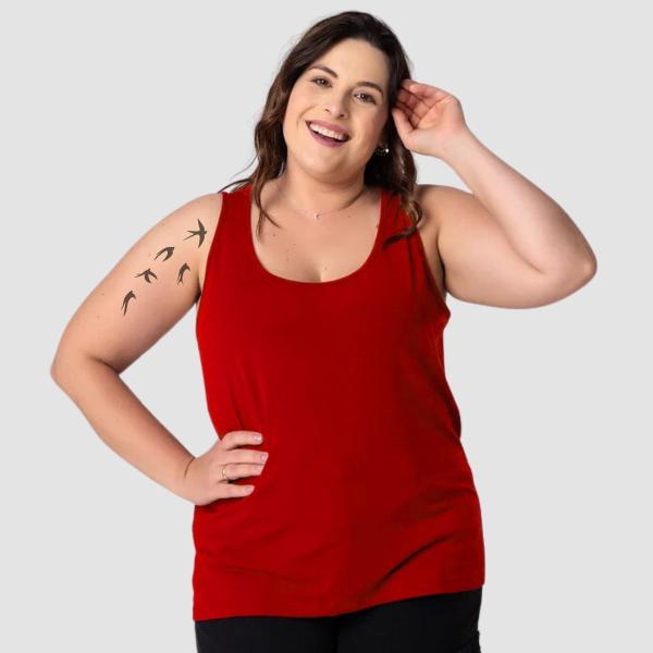 Imagem de Kit 4 Regata Plus Size Feminina Academia Basica Lisa 