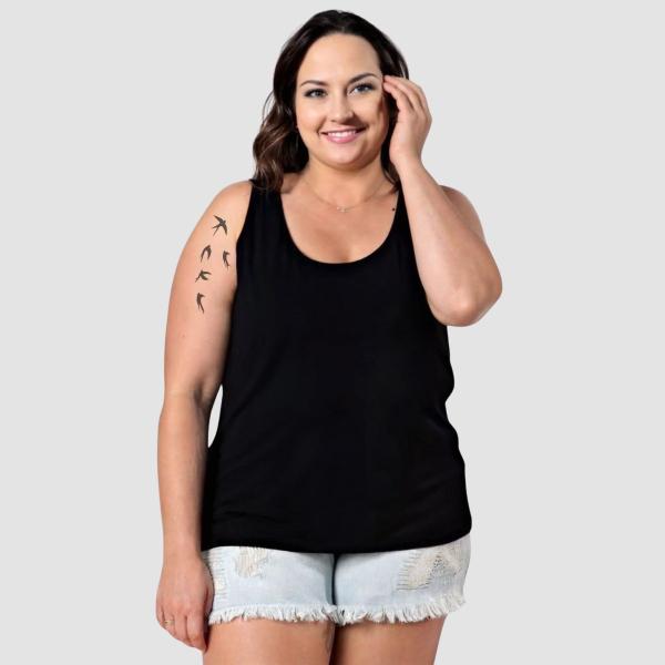 Imagem de Kit 4 Regata Plus Size Feminina Academia Basica Lisa 