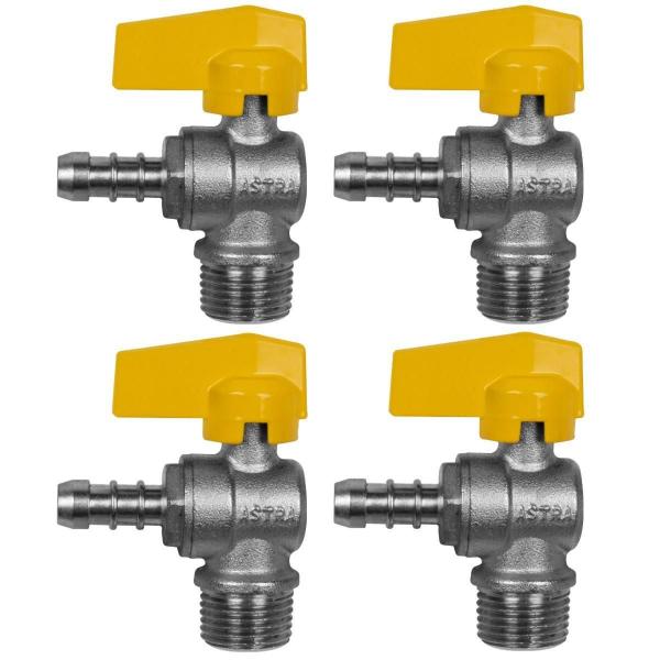 Imagem de Kit 4 Registro Válvula Esférica 90 Rm Espigão 1/2'' Pex Gás