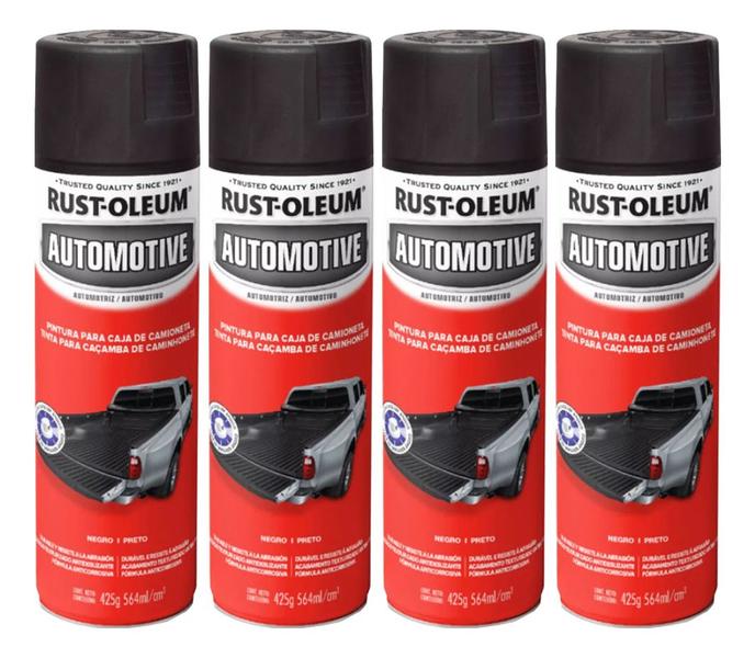 Imagem de Kit 4 Renova Caçamba Camionete Rust Oleum Tinta Spray Preto