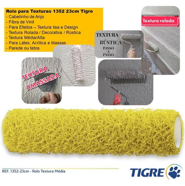 Kit 4 Rolo para Textura Cabelo Cabelinho de Anjo Parede Grafiato Fibra Vinil 23cm S/Cabo 1352 Tigre Imagem de Kit 4 Rolo para Textura Cabelo Cabelinho de Anjo Parede Grafiato Fibra Vinil 23cm S/Cabo 1352 Tigre