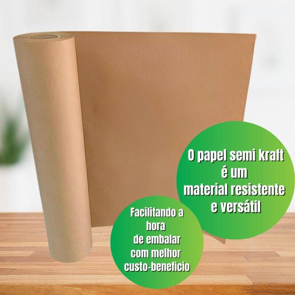 Imagem de Kit 4 Rolos De Papel Semi Kraft 90 CM x 50M Embalagem Mascaramento e Automotivo