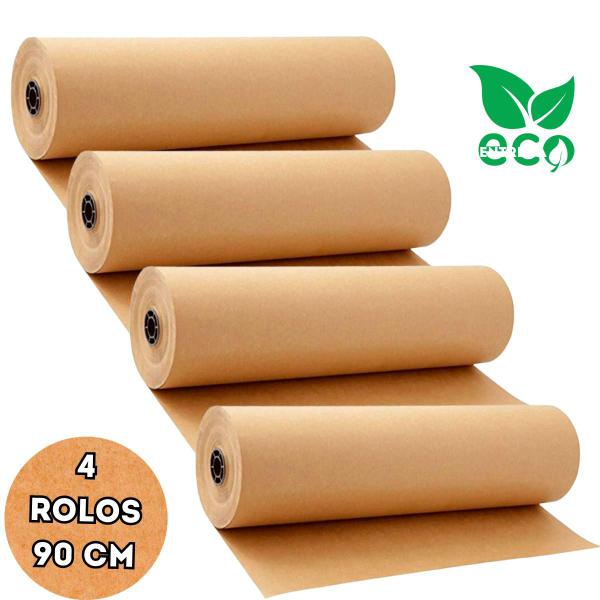 Imagem de Kit 4 Rolos De Papel Semi Kraft Bobina 90 CM x 50 M Mascaramento e Automotivo