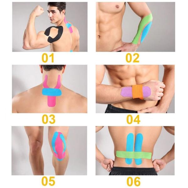 Imagem de Kit 4 Rolos Kinesio Tape Bandagem Elástica 20 Metros Fisioterapia Esporte Reabilitação