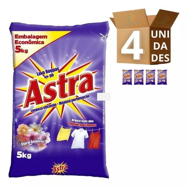 Imagem de Kit 4 Sabão Em Pó Astra Floral Amadeirado 5 Kg