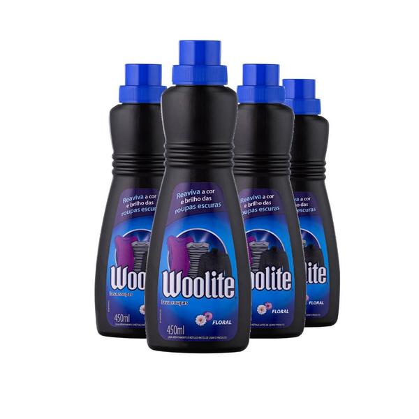 Imagem de Kit 4 Sabão líquido Woolite Roupas Escuras Floral 450ml