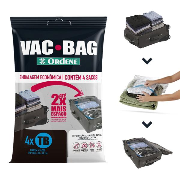 Imagem de Kit 4 Saco a vácuo Vac-Bag Trip Bag Organizador 60x40 Viagem Ordene