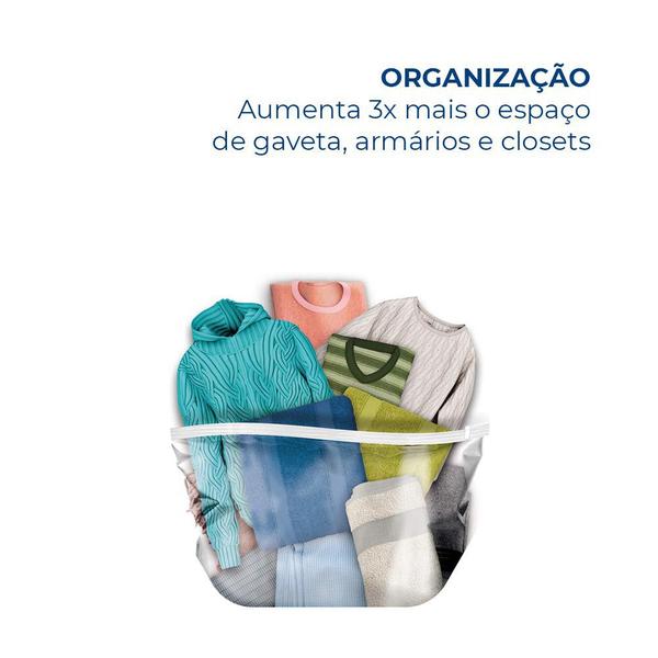 Imagem de Kit 4 Saco Organizador Vácuo Mala Viagem Médio + Bomba