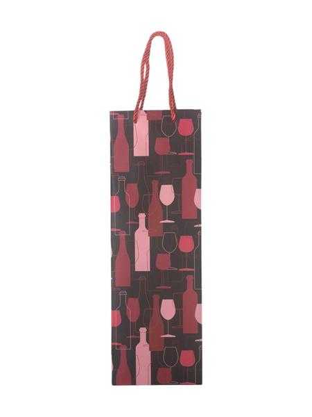 Imagem de Kit 4 Sacolas de Vinho Estampado Embalagem Garrafa Bebidas