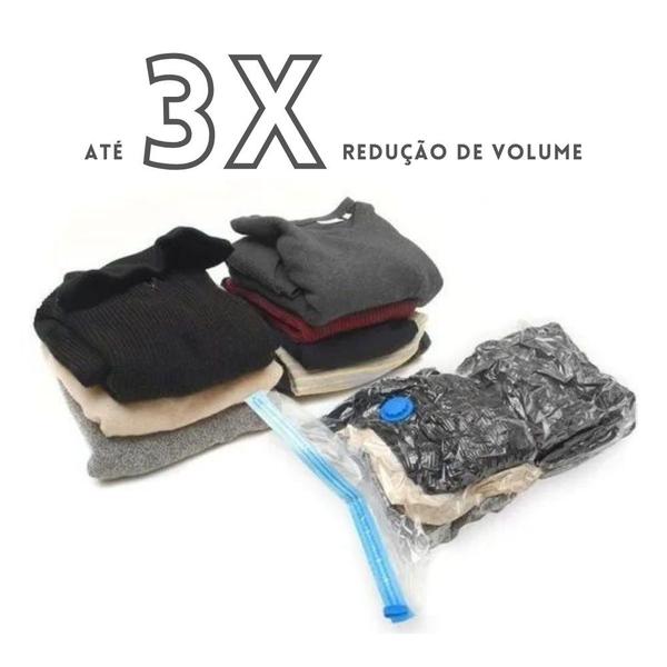 Imagem de Kit 4 Sacos Vácuo 70x110 Organizador Grande Coberta + Bomba