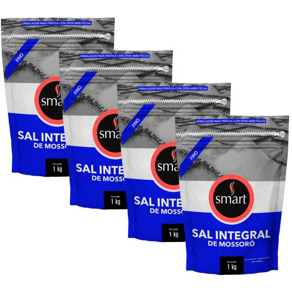 Kit 4 Sal Marinho Integral de Mossoró Fino Smart 1kg Imagem de Kit 4 Sal Marinho Integral de Mossoró Fino Smart 1kg