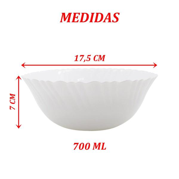 Imagem de Kit 4 Saladeira Tigela Branca 17,5cm De Vidro Opalino 700ml