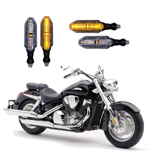 Imagem de KIT 4 Seta Esportiva Pisca de Led Modelo P26 Para Moto HONDA VTX 1800C Ano 2004 2005 2006 2007 2008 2009