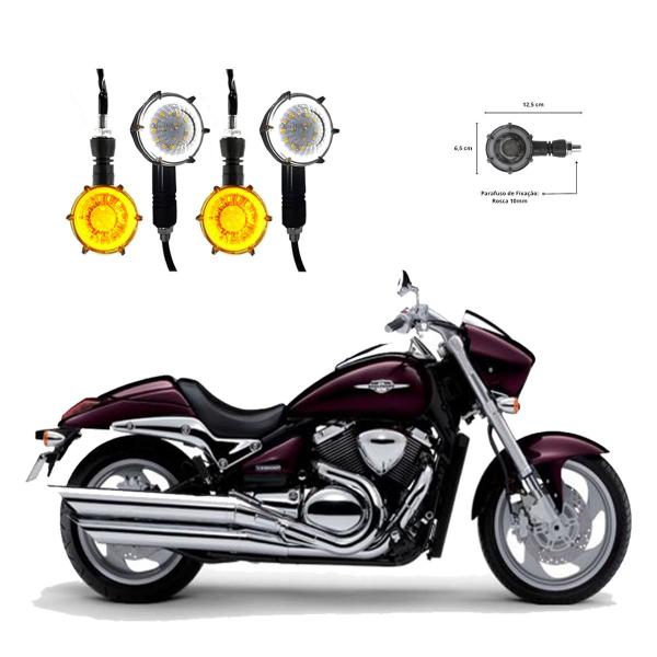 Imagem de Kit 4 Seta Modelo P41 Farol Milha Custom para Moto P41 SUZUKI BOULEVARD M 1500 Ano 2009 2010 Angel Eyes Redondo