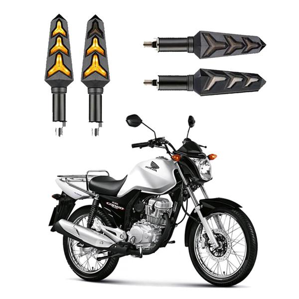 Imagem de KIT 4 Seta Sequencial Pisca de Led Universal Estrela Modelo P09S Moto CG 150 CARGO 2004 2005 2006200720082009