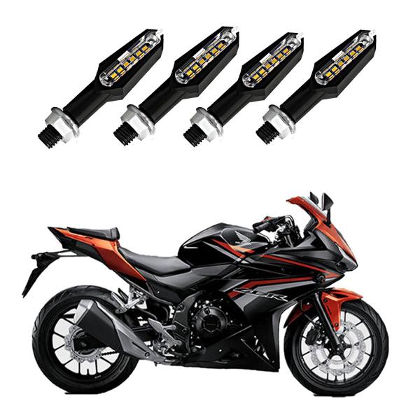 Imagem de KIT 4 Setas Esportiva Pisca de Led Modelo P29 Para Moto Honda CBR 500R 2010 2011 2012 2013 2014 2015