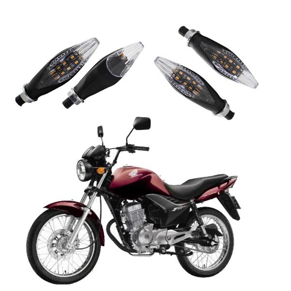 Imagem de KIT 4 Setas Esportiva Pisca de Led Modelo P30 Para Moto Honda CG 150 FAN 2010 2011 2012 2013 2014 2015