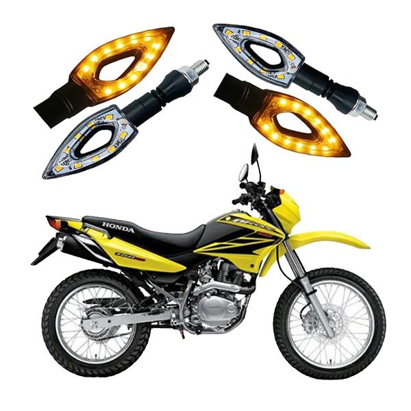 Imagem de Kit 4 Setas Esportivas de Led P01 Modelo Flecha vazado para Moto Honda NXR 150 BROS ES 2004 2005 2006 2007 2008 2009