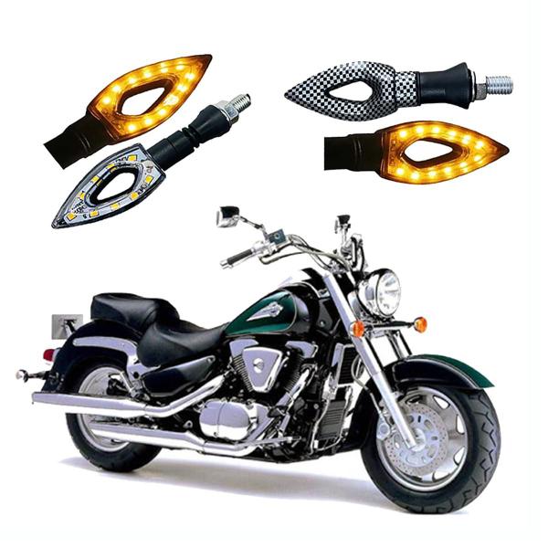 Imagem de Kit 4 Setas Esportivas Led P01C Carbono Modelo Flecha vazado INTRUDER LC 1500 Ano 2004 2005 2006 2007 2008 2009