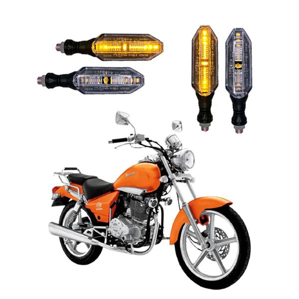 Imagem de KIT 4 Setas Esportivas Pisca de Led Modelo P26 Para Moto DAFRA KANSAS 150 Ano 2010 2011 2012 2013 2014 2015