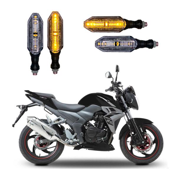 Imagem de KIT 4 Setas Esportivas Pisca de Led Modelo P26 Para Moto DAFRA NEXT 300 Ano 2010 2011 2012 2013 2014 2015