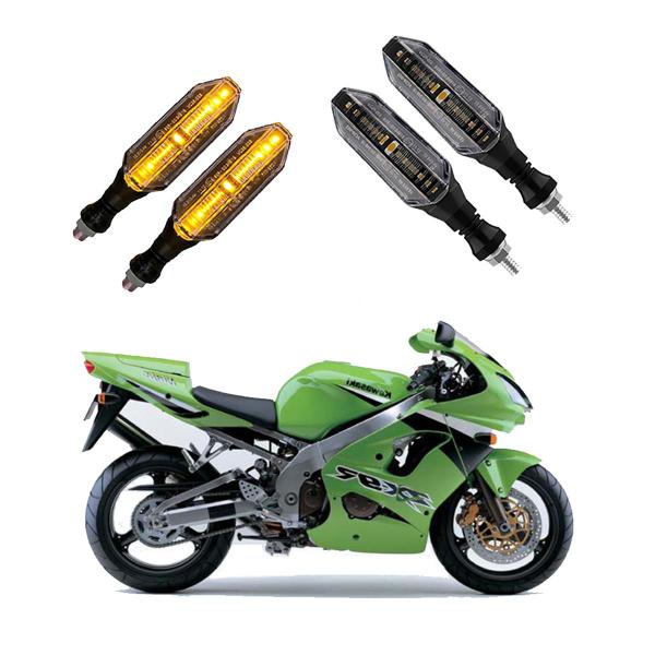 Imagem de KIT 4 Setas Esportivas Pisca de Led Modelo P26 Para Moto KAWASAKI NINJA ZX 9R 900 Ano 2016 2017 2018201920202021